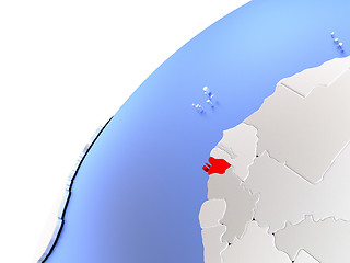 Image showing Guinea-Bissau on modern shiny globe