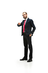 Image showing Full body portrait of businessman with folder on white