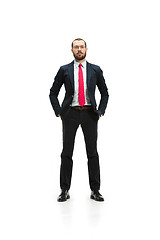 Image showing Full body portrait of businessman on white studio background