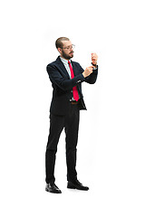 Image showing Full body portrait of businessman on white