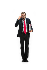 Image showing Full body portrait of businessman on white