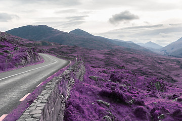 Image showing asphalt road and hills at connemara in ireland