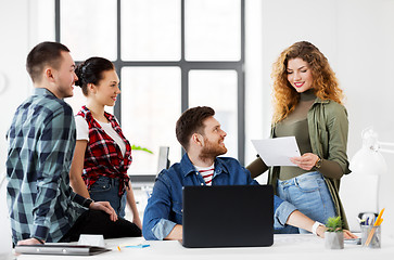 Image showing creative team with laptop working at office