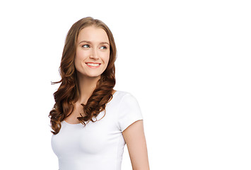 Image showing happy woman in white t-shirt