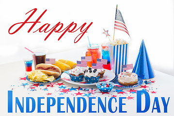 Image showing food and drinks on american independence day party