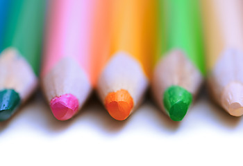 Image showing Colorful pencils in a row. Close-up