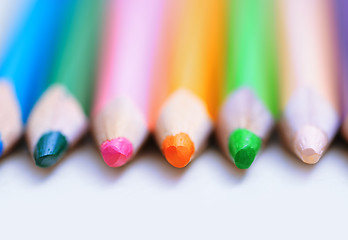 Image showing Colorful pencils in a row. Close-up