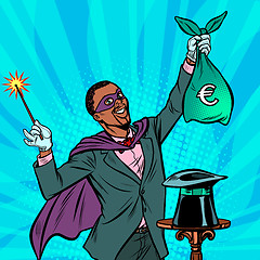 Image showing African Magician with euro money