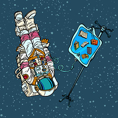 Image showing Books, science and knowledge. Astronaut under medical dropper