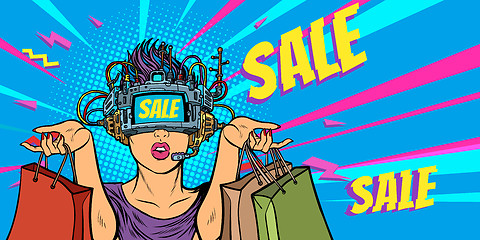 Image showing woman shopping on sale. virtual reality