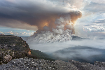 Image showing Mount Solitary bush fire Blue Mountains