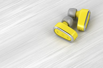 Image showing Yellow wireless headphones