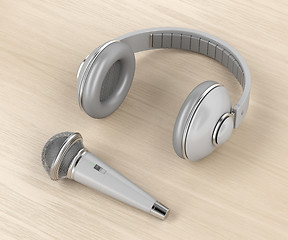 Image showing Wireless microphone and headphones