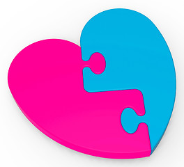 Image showing Two-Colored Heart Puzzle Shows Marriage
