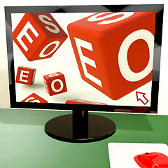 Image showing Seo Dice On Computer Showing Online Web Optimization