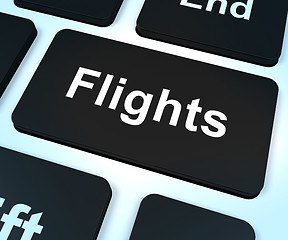 Image showing Flights Computer Key For Overseas Vacation Or Holiday Booking