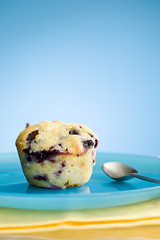 Image showing Muffin and blue plate