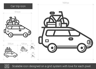 Image showing Car trip line icon.
