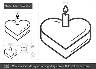 Image showing Sweet heart cake line icon.