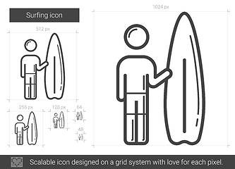 Image showing Surfing line icon.