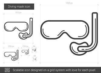 Image showing Diving mask line icon.