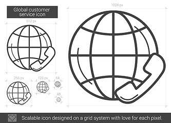 Image showing Global customer service line icon.