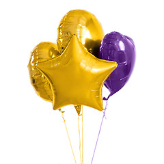 Image showing close up of helium balloons over white background