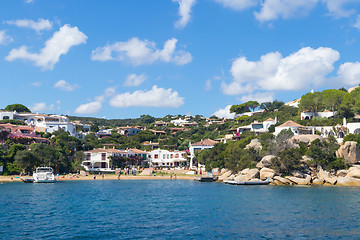 Image showing Beautiful village of Port Rafael from the sea, Sardinia, Italy.