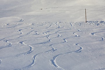 Image showing Ski Slope with Fresh Curves