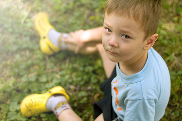 Image showing Sad crying little boy