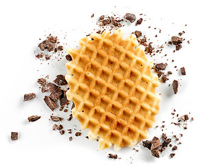 Image showing round waffle and small chocolate crumbs