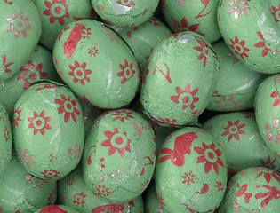 Image showing Colorful chocolate easter eggs