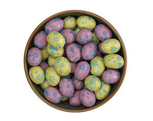 Image showing Colorful chocolate easter eggs