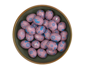 Image showing Colorful chocolate easter eggs