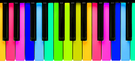 Image showing Rainbow piano keys