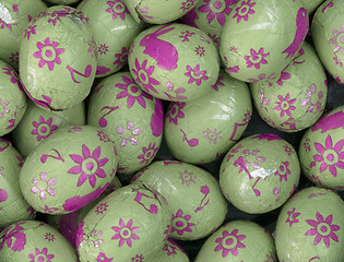 Image showing Colorful chocolate easter eggs