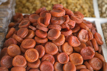 Image showing Dried apricots at a market in Uzbekistan