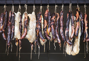 Image showing Smoked sausages in Uzbek shop