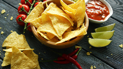 Image showing Served bowl of corn chips 