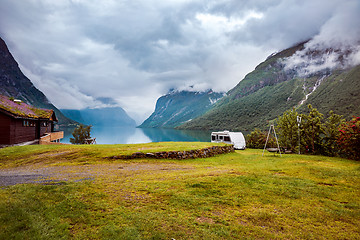 Image showing Family vacation travel RV, holiday trip in motorhome