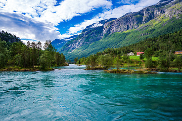 Image showing lovatnet lake Beautiful Nature Norway.