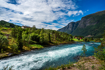 Image showing lovatnet lake Beautiful Nature Norway.