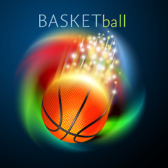 Image showing basketball sport ball flying over rainbow