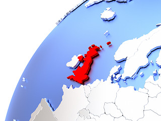 Image showing United Kingdom on modern shiny globe