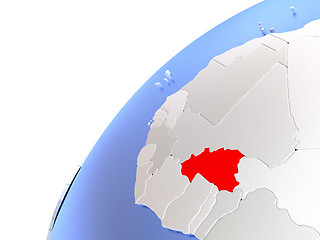 Image showing Burkina Faso on modern shiny globe