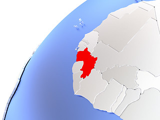 Image showing Guinea on modern shiny globe