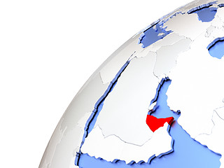 Image showing United Arab Emirates on modern shiny globe