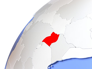 Image showing Uganda on modern shiny globe