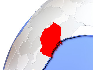 Image showing Tanzania on modern shiny globe