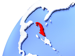 Image showing Cuba on modern shiny globe